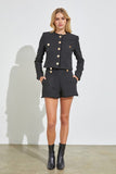 Black Colored Flare Gold Button Detail Shorts