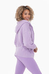 Purple Orchid Colored Fleece Hoodie Jacket with Tapered Sleeves