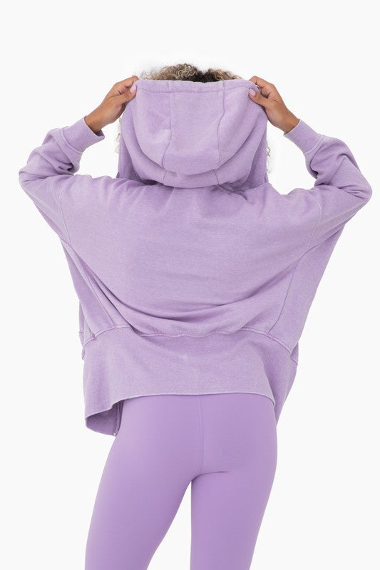 Purple Orchid Colored Fleece Hoodie Jacket with Tapered Sleeves