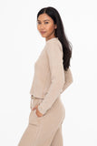 Taupe Colored Distressed Mineral Washed Long Sleeve Top