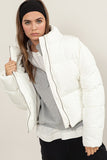 Cream Colored Quilted Puffer Jacket