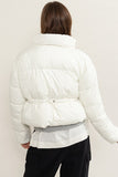 Cream Colored Quilted Puffer Jacket