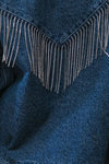 Medium Indigo Denim Jewl Fringe Detail Jacket