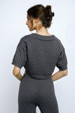 Collar Knit Crop Top & Pant Set