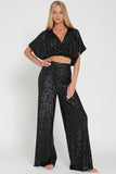 Black Colored Sequin High Waisted Long Pants