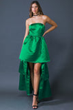 Green Colored Layered Skirt Maxi Dress