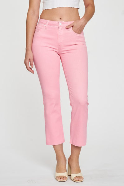 Emery Pink High Rise Cropped Jeans