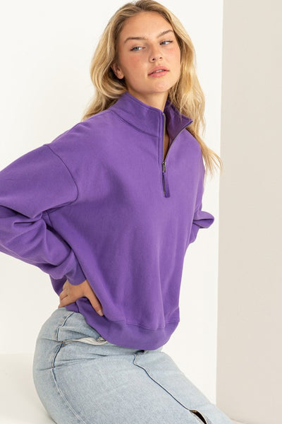 Wisteria Colored Hap Zip Sweatshirt