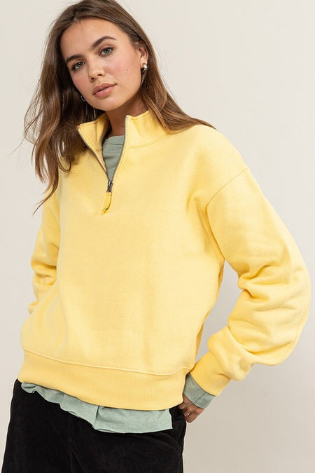 Cream Colored V Neck Collared Sweater