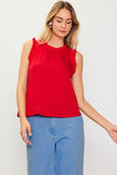 Red Colored Ruffle Sleeve Top