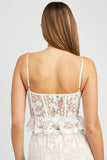 Off White Colored Lace Corset Ruffle Top