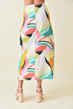 Multi Colored Abstract Print Wrap Midi Skirt