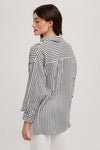 Ivory and Charcoal Colored Striped Cropped Shirt