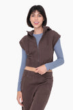 Dark Brown Mineral Washed Sleeveless French Terry Hoodie