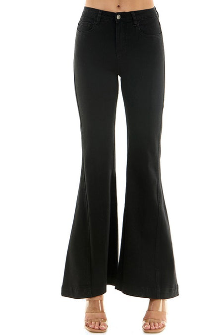 Kylie Black Colored High Rise Slim Cut Jeans with Front Slit