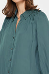 Forest Green Ruffled Button Down Shirt