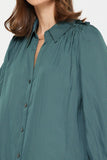 Forest Green Ruffled Button Down Shirt