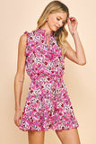 Pink Multi Print Sleeveless Mini Dress