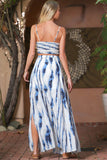 White and Blue Printed Bra Top Skirt Set