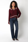 Burgundy and Ivory Detailed Sweater