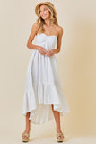 Off White Colored Ruched Halter Midi Dress
