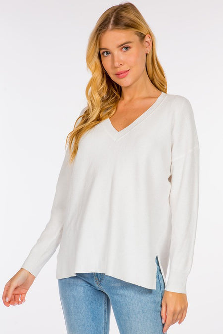 Beige Colored Open Stitch Long Sleeve Sweater