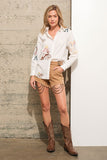 Off-White Embroidered Cowgirl Linen Blouse