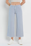 Serena Grey Colored High Rise Cropped Wide Leg Jeans