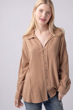 Oversized Taupe Striped Linen Shirt