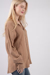 Oversized Taupe Striped Linen Shirt