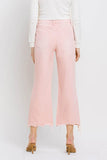 Powder Pink Colored High Rise Cropped Flare Jeans
