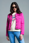 Pink Denim Jacket with Pockets