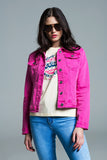 Pink Denim Jacket with Pockets