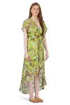 Green Jungle Print Wrap Dress