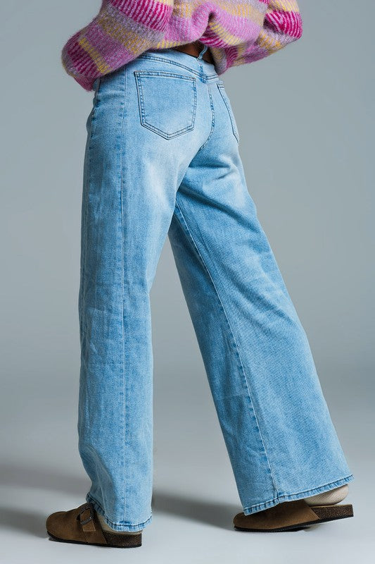 High Rise Wide Leg Denim Jeans