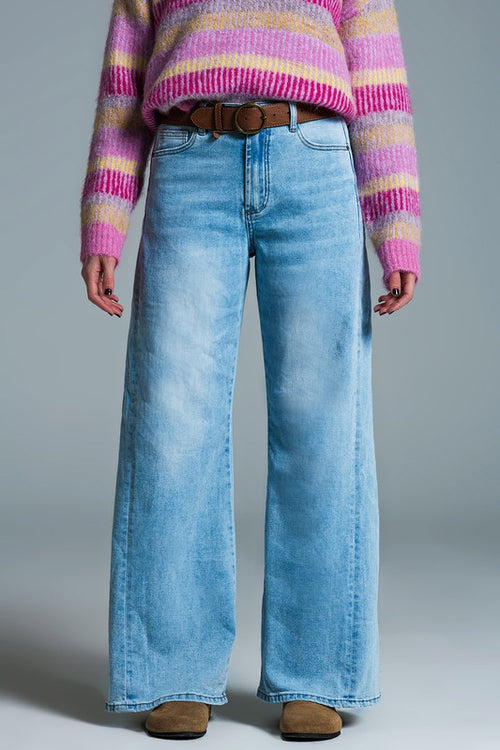High Rise Wide Leg Denim Jeans