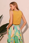 Mustard Poly Silk V-Neck Crop Top