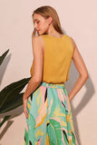 Mustard Poly Silk V-Neck Crop Top