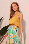 Mustard Poly Silk V-Neck Crop Top
