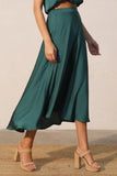 Forest Green Poly Silk Midi Swing Skirt