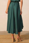 Forest Green Poly Silk Midi Swing Skirt