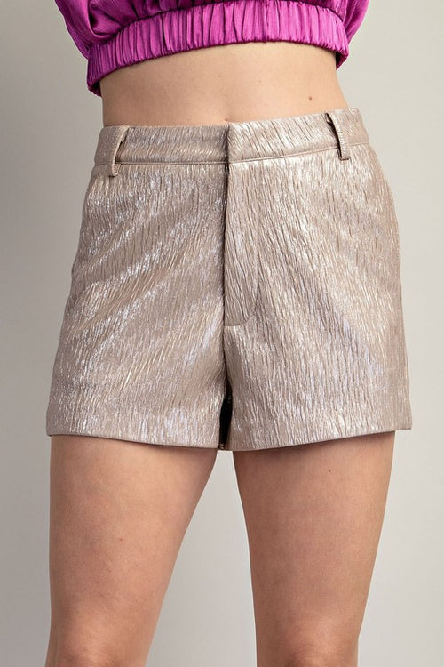 Champagne Colored High Waisted Textured Shorts
