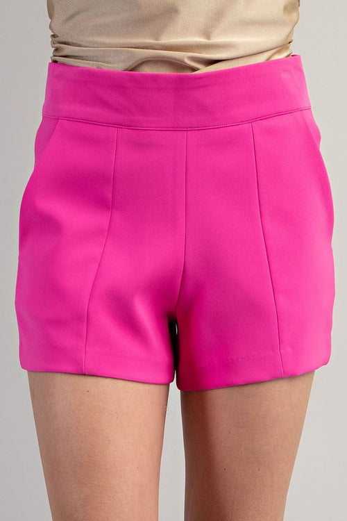 Pink Colored High Waisted Panel Shorts