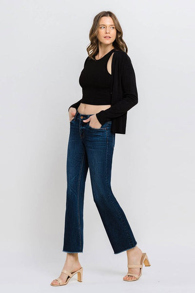 Sienna Mid Rise Raw Hem Flare Jeans