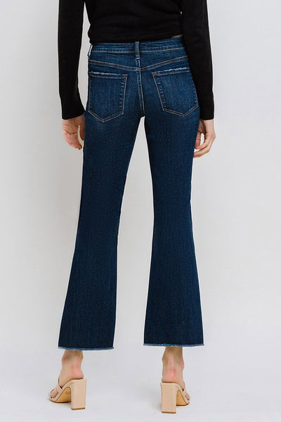 Sienna Mid Rise Raw Hem Flare Jeans