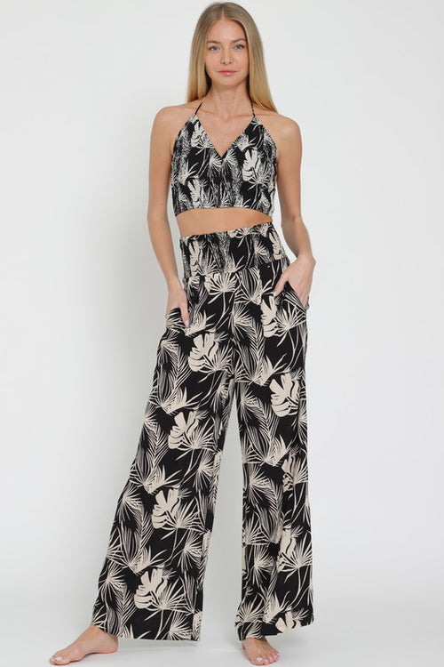 Halter Top & High Waisted Pant Set