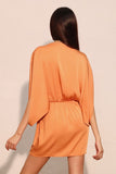 Pumpkin Boat Neck Wrap Dress