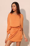 Pumpkin Boat Neck Wrap Dress