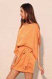 Pumpkin Boat Neck Wrap Dress