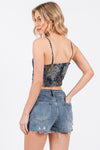 Printed Ruched Cami Crop Top